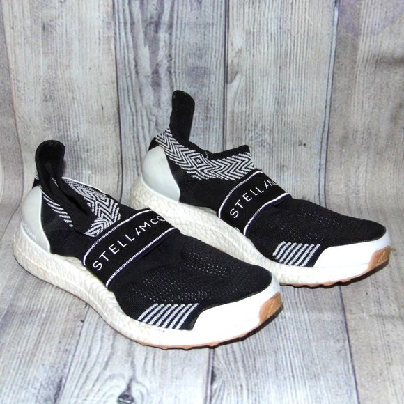 STELLA McCARTNEY X ADIDAS Ultraboost X 3D Knit Black Sneakers Womens Size 8.5 - Picture 1 of 7